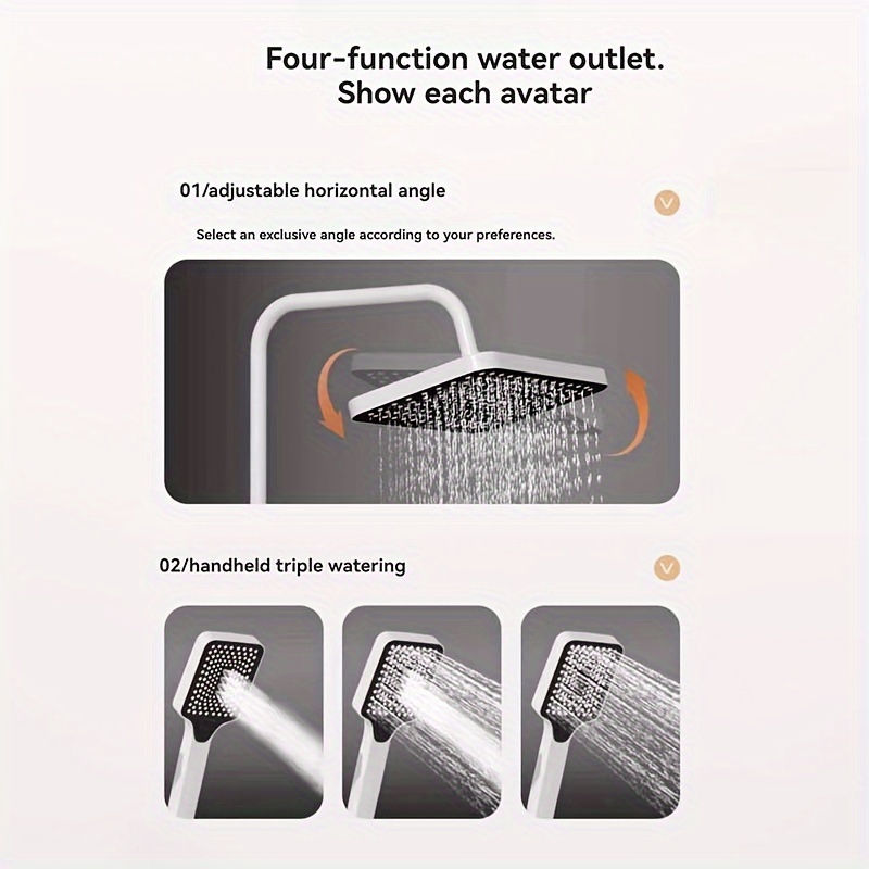 Zestaw Białej Luksusowej Kranu Prysznicowego - Kompletny System Prysznicowy z Deszczownicą, Prysznicem Ręcznym, Złączką Montażową i Zestawem Dekoracyjnym - Łatwa Instalacja i Projekt Oszczędzający Wodę