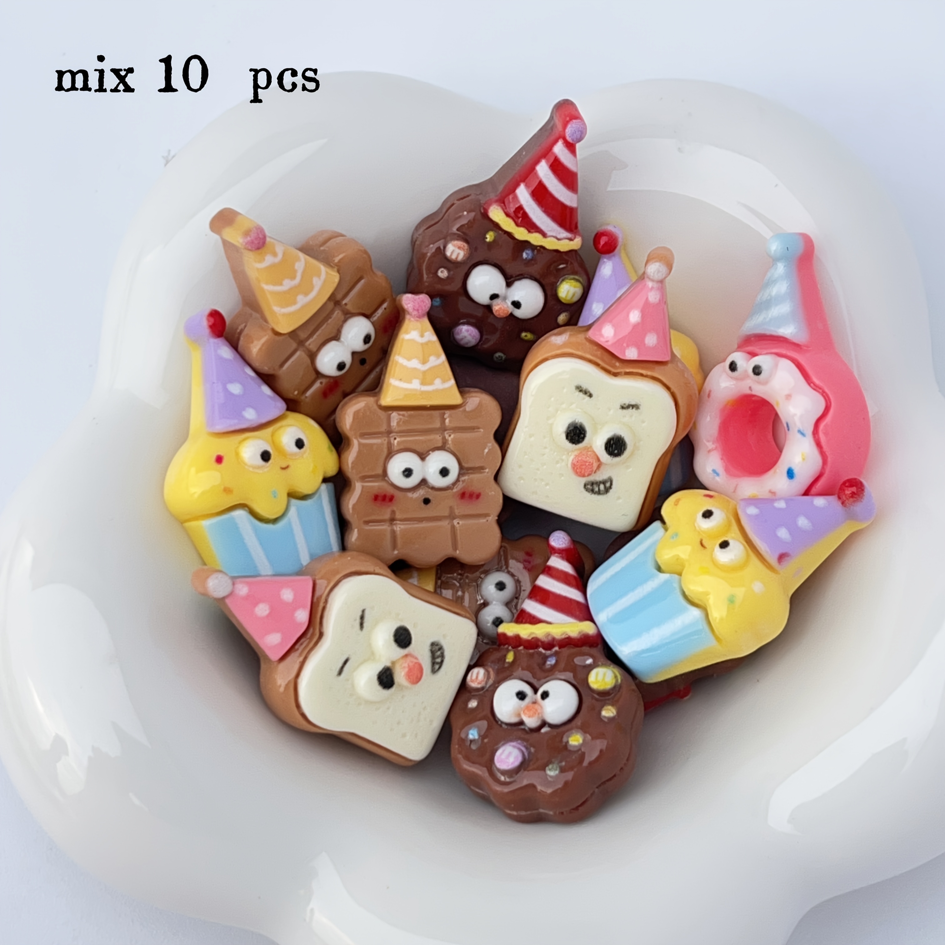 E-shop 10 Stück gemischte DIY Erwachsenen-Handmade Resin-Accessoires Patch-Set Flachrücken für Ohrringe, Haarschmuck, Schmuck andere