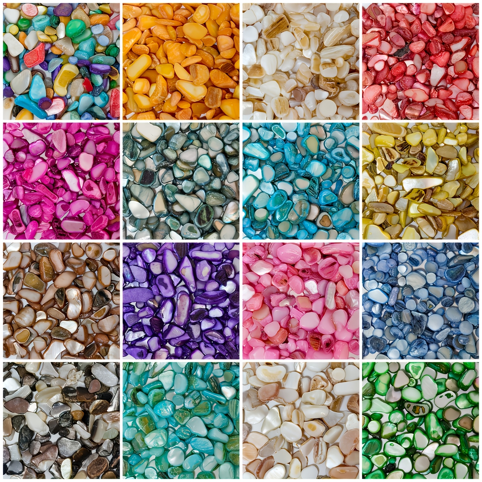 TEMU 80 grammi/16 colori, 3-6 mm, colori assortiti, di iridescenti multicolore di irregolari, per nail art, kit fai da te, riempitivi per vasi e