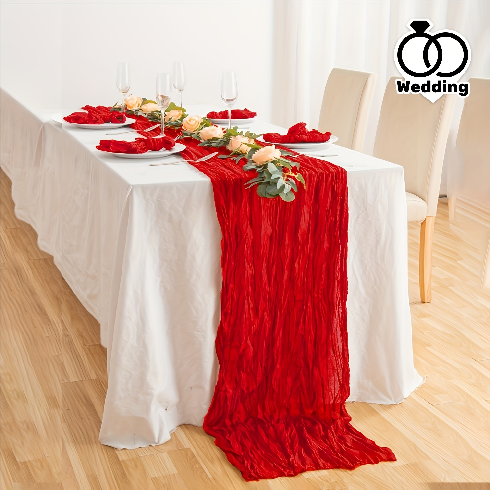 TEMU Chic Oilcloth Table Runner- Inch 118.1 Inch 157.4 Inch Perfect For Weddings, Birthdays, Valentine's Day And Christmas Decorations Decoration