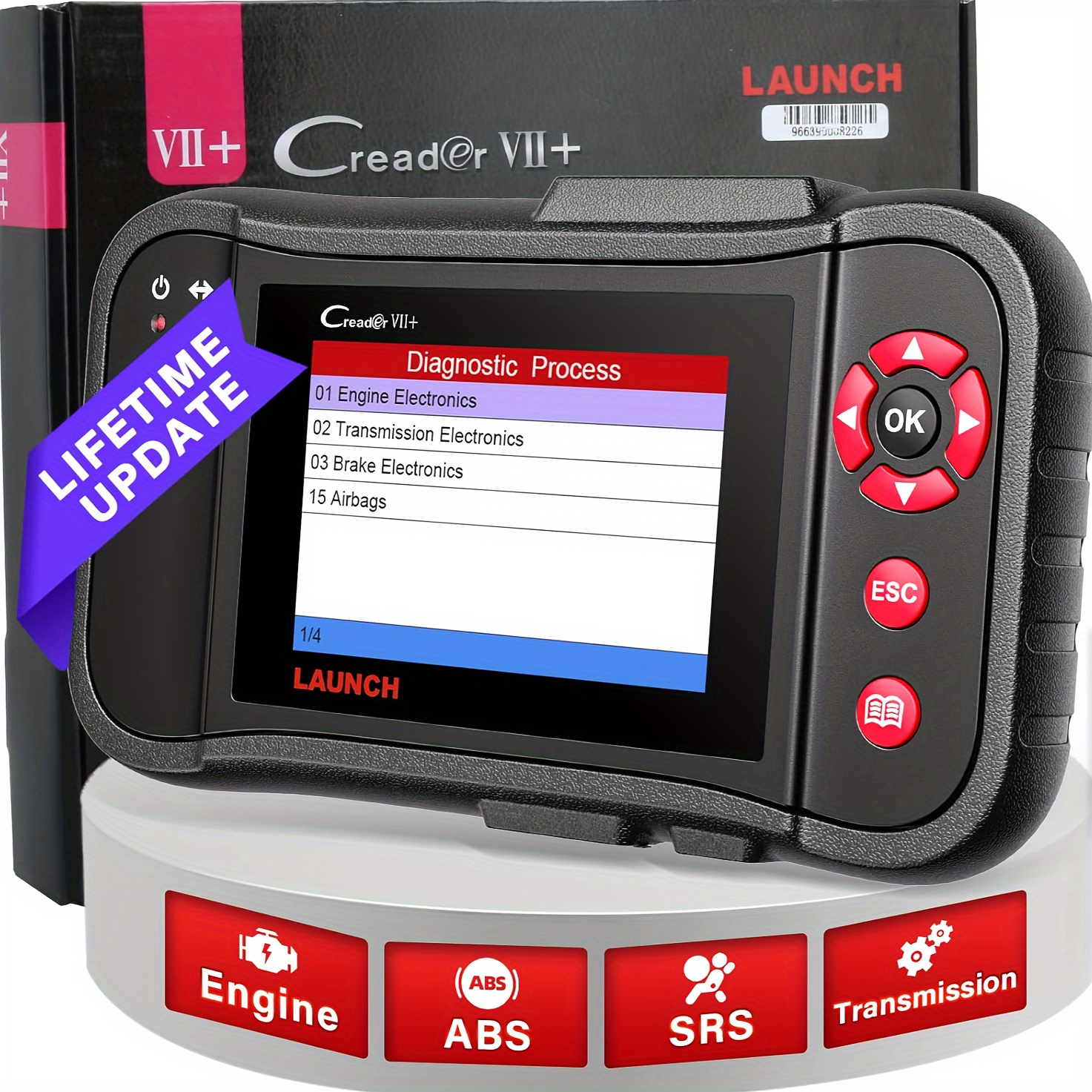 

Creader Vii+ Car Code Reader, Full Eobd Obd2 Scanner Scan Tool Testing Engine/transmission/abs/ Airbag System, Lifetime Free Update