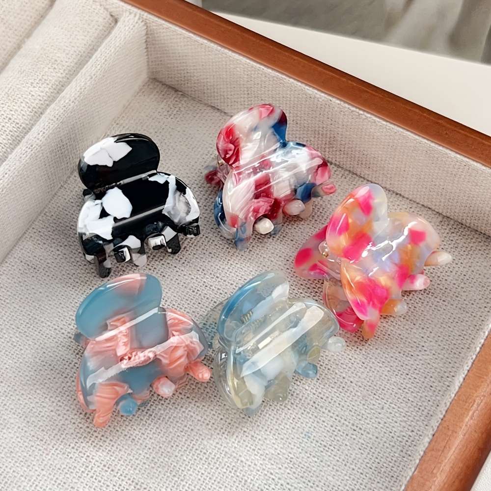 TEMU Set Of 5 Acetic Acid Hair Clips That Are Versatile And Non-slip, Featuring An Elegant French Square Design. In Colors And Patterns, Clips Are