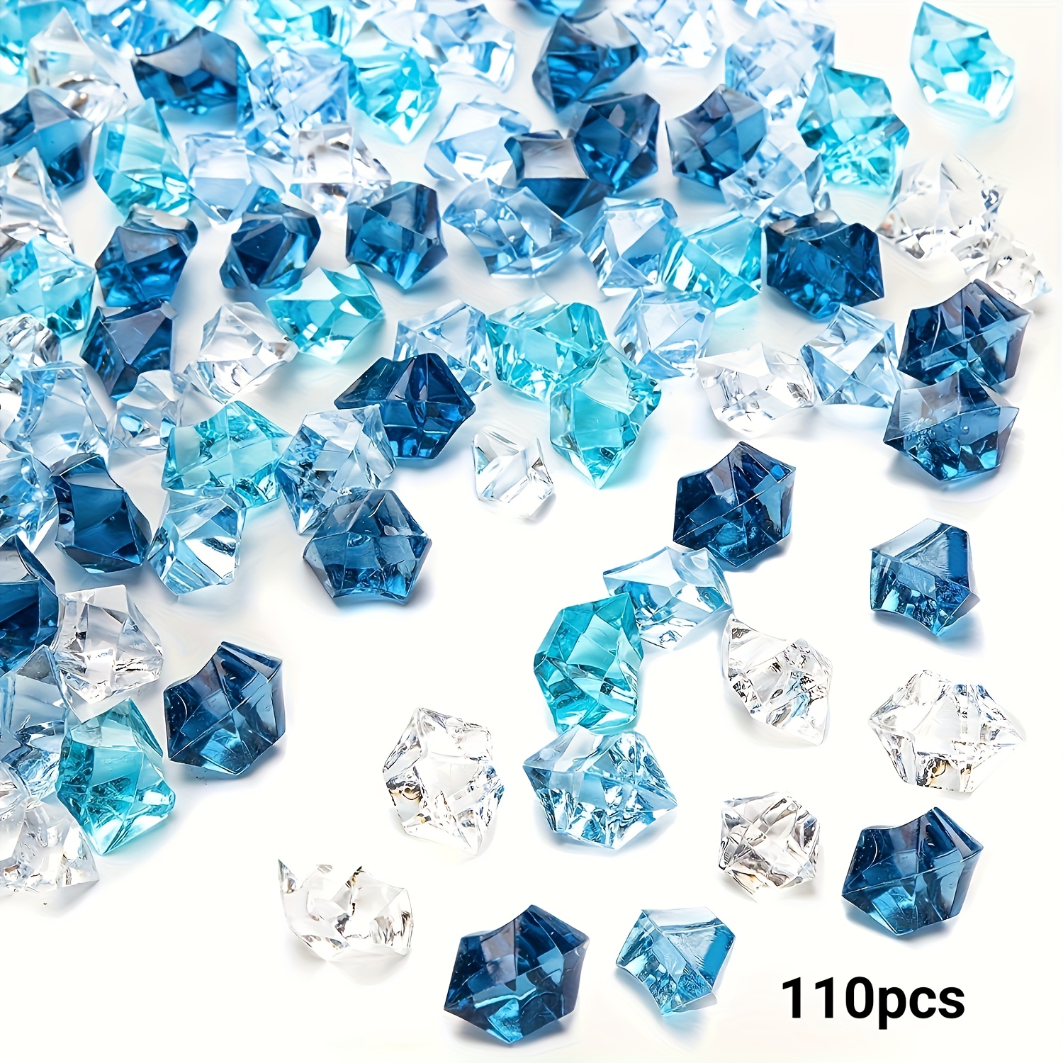 TEMU Juego de 110 piedras de hielo acrílicas multicolores de calidad - Gemas de transparentes con formas irregulares, ideales para decoraciones de ,