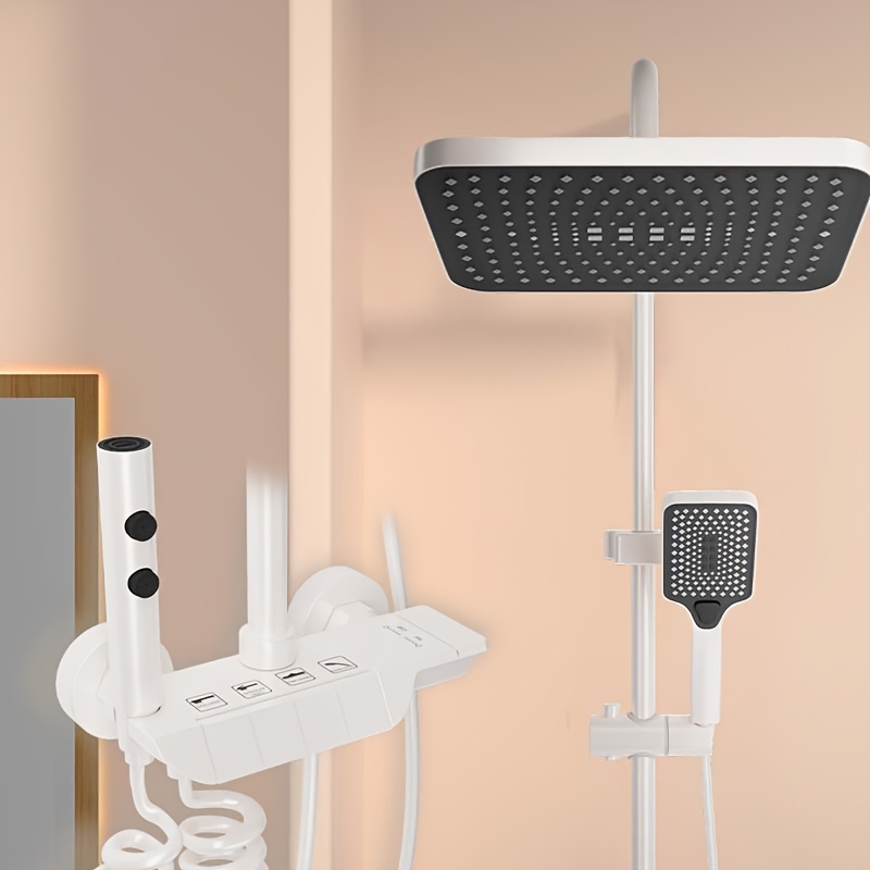 Luksusowy System Panelu Prysznicowego z Metalowym Panelem i Natryskami - Montaż Ścienny & Wiszący, 4-trybowa Przełączka Klucz Pianina, Prostokątny Deszcz Odpływowy & Ręcznie Uchwytany Dysza, Pełne Pokrycie Ciała, Wykończenie Bez Farby, Wysokiej Jakości Nieelektryczna Obsługa, Akcesorium Łazienkowe