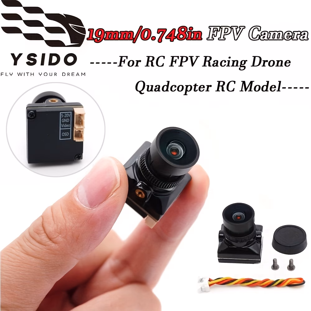 רחפן rc uav עם מצלמת fpv 19mm 5-20v gnd וידאו ו-osd, מתאים לרחפנים rc fpv מרוץ, מטוס ארבעה , אביזרים לדגמי rc פרטי מוצר 0