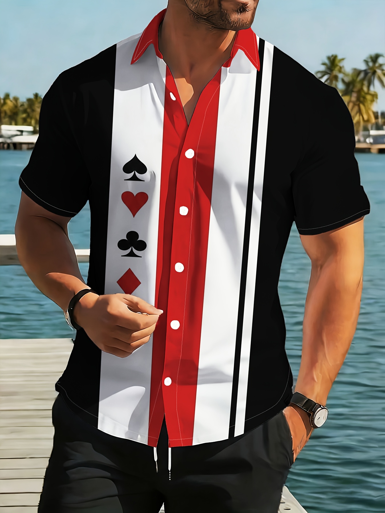 poker themed dress shirts Amazon.com: Casino Men's Hawaiian Shirt