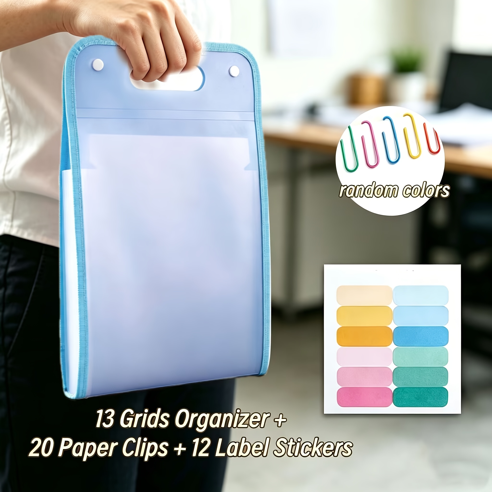TEMU 13-layer A4 Clip-on Foldable Folder Set, Handheld Pp Material, , Suitable For Travel And Students, Document Organizer With Free Classification