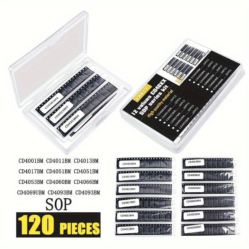 

120pcs Ic Chip Kit - Sop Series, Cd4001bm To Cd40106bm, Electronic Components For Circuit Design & Industrial Use