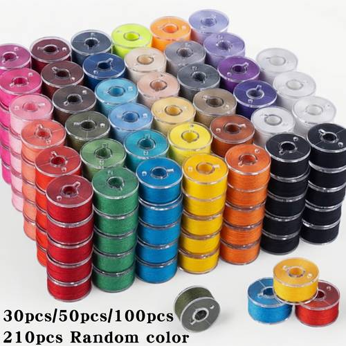 30 50 100 210pcs sewing thread spools size 15 pre wound spools random 36 colors polyester thread suitable for brother sewing machines