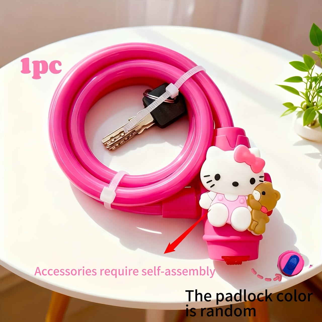 Image of 1pc Bicycle Lock, --shaped Lock, Portable Chain Lock With Key Set, Perfect Outdoor Bike Lock, Perfect Outdoor Equipment Tool