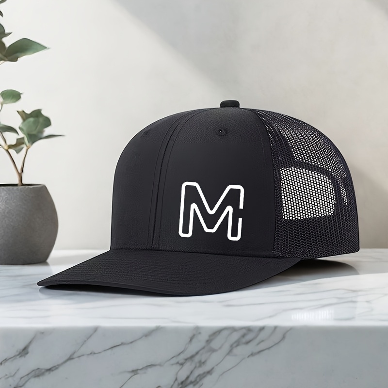 TEMU Gorra de béisbol unisex ajustable con diseño 'M' - Malla y transpirable para verano, actividades al aire libre, camping, playa y deportes