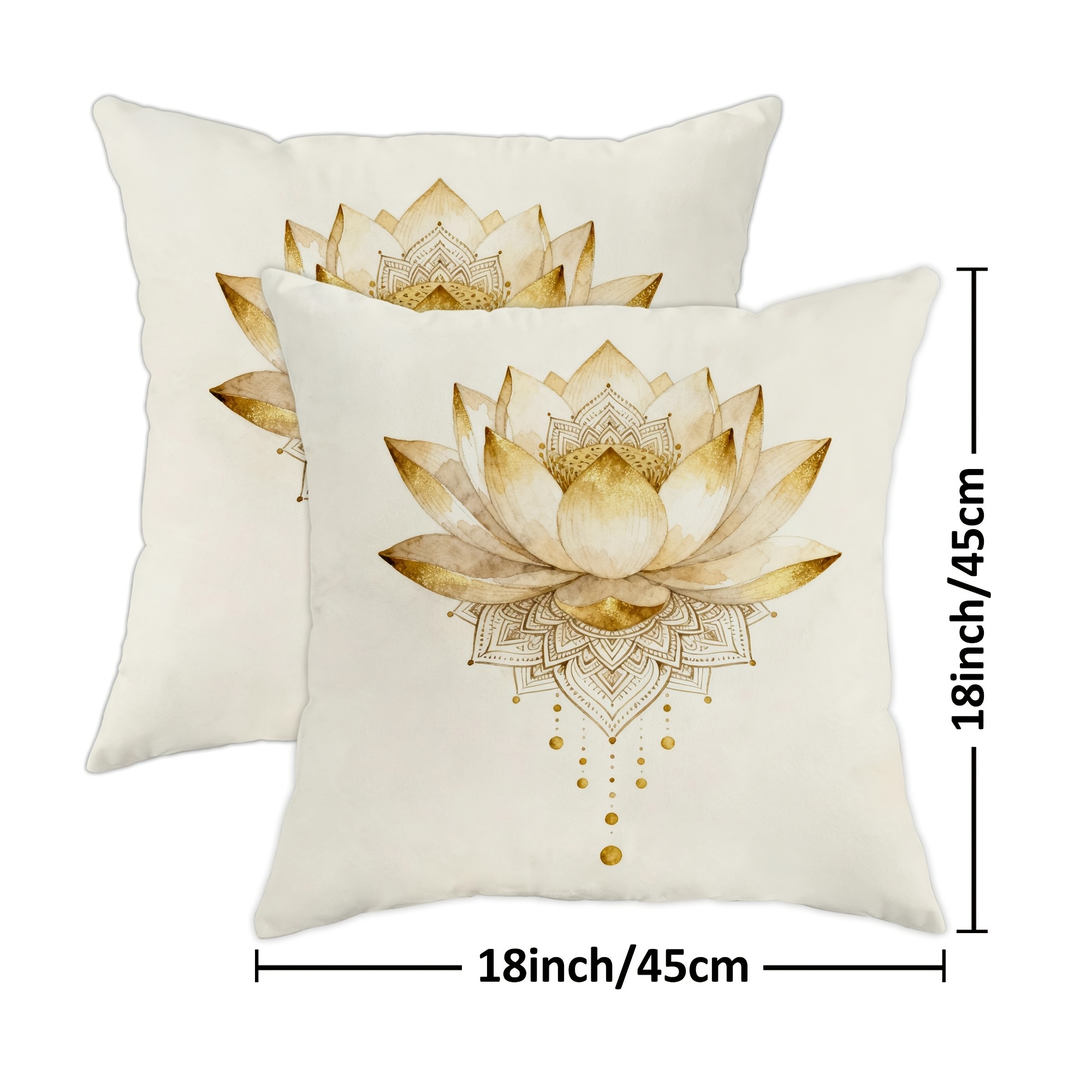 TEMU Set van 2 Boheemse Mandala Waterlelie Sierkussenhoezen Geschikt voor Woonkamer, Bed, Bank, Stoeldecoratie, Zachte Fluwelen Kussenhoezen met
