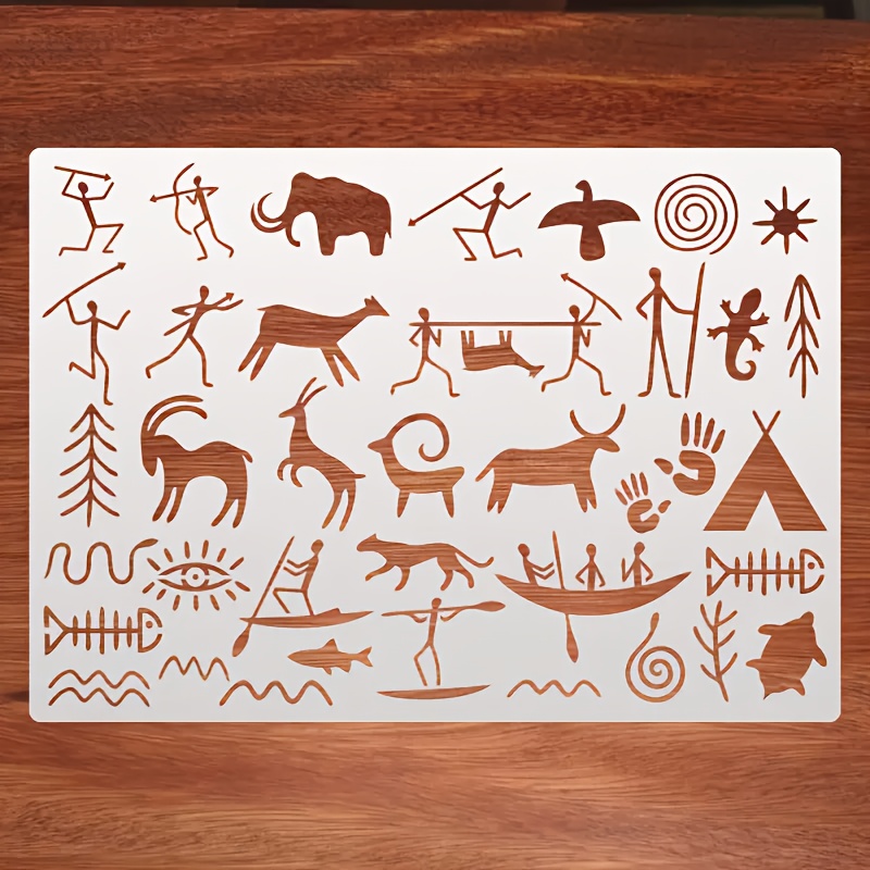 TEMU A Template For Cave Art Paintings, Featuring Primitive Tribal Designs, Cave Mural Templates, Rock Carving Clip Art Templates, And Ancient Symbol