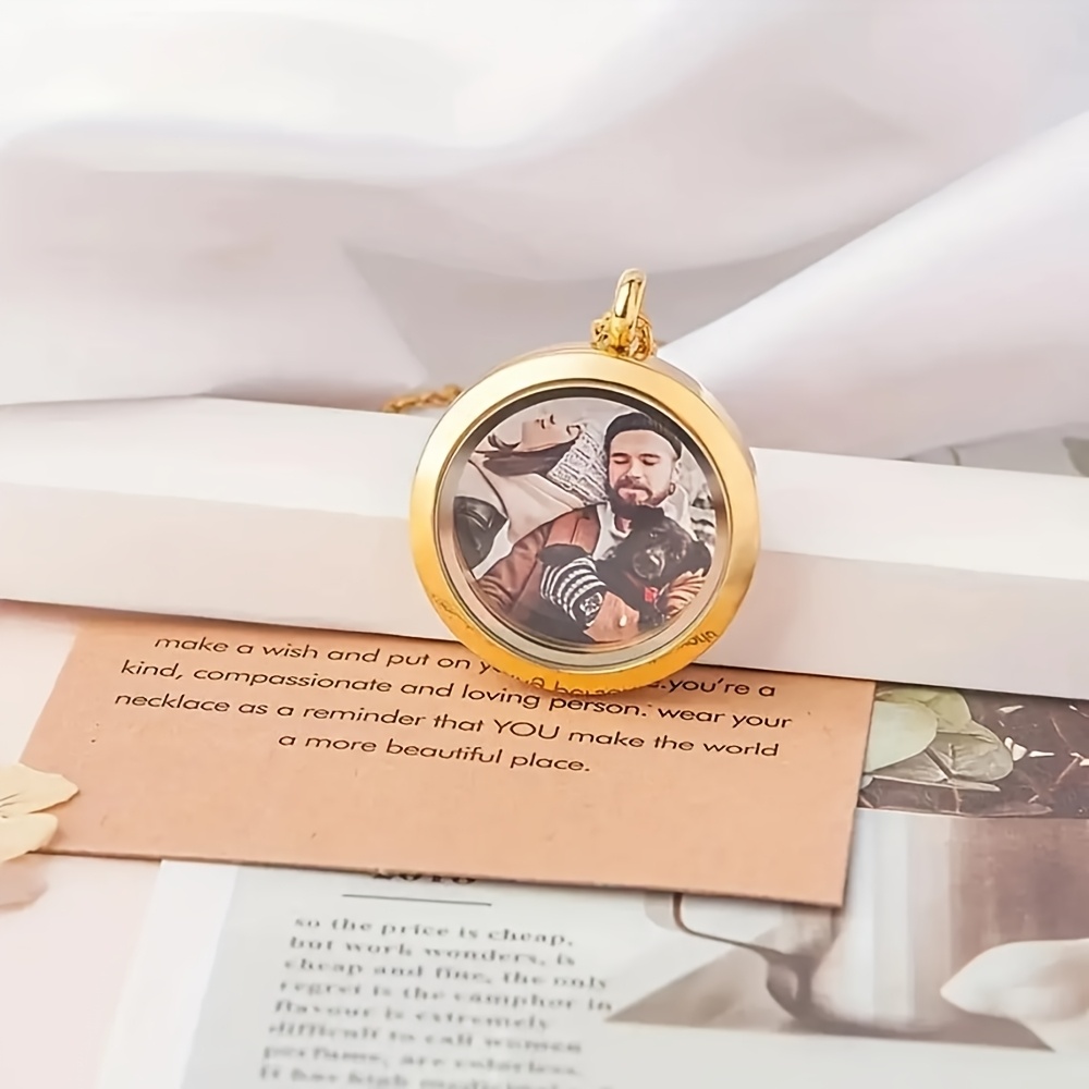 Custom Family Photo Glass Locket Necklace, Personalized Keepsake