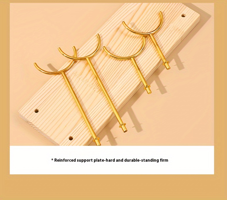 Multi Tier Jewelry Display Stand With Golden Pipes Heavy Duty Organizer For Bracelets Necklaces Watches Beige   Sturdy New Zealand Pine Wood Base Store   Decor   Shelf Store Display Rack Sophisticated Design Metallic   Rack Details 2