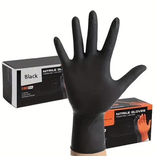 popular 100pcs black disposable nitrile gloves non use latex free for cleaning tattoos beauty salons gloves