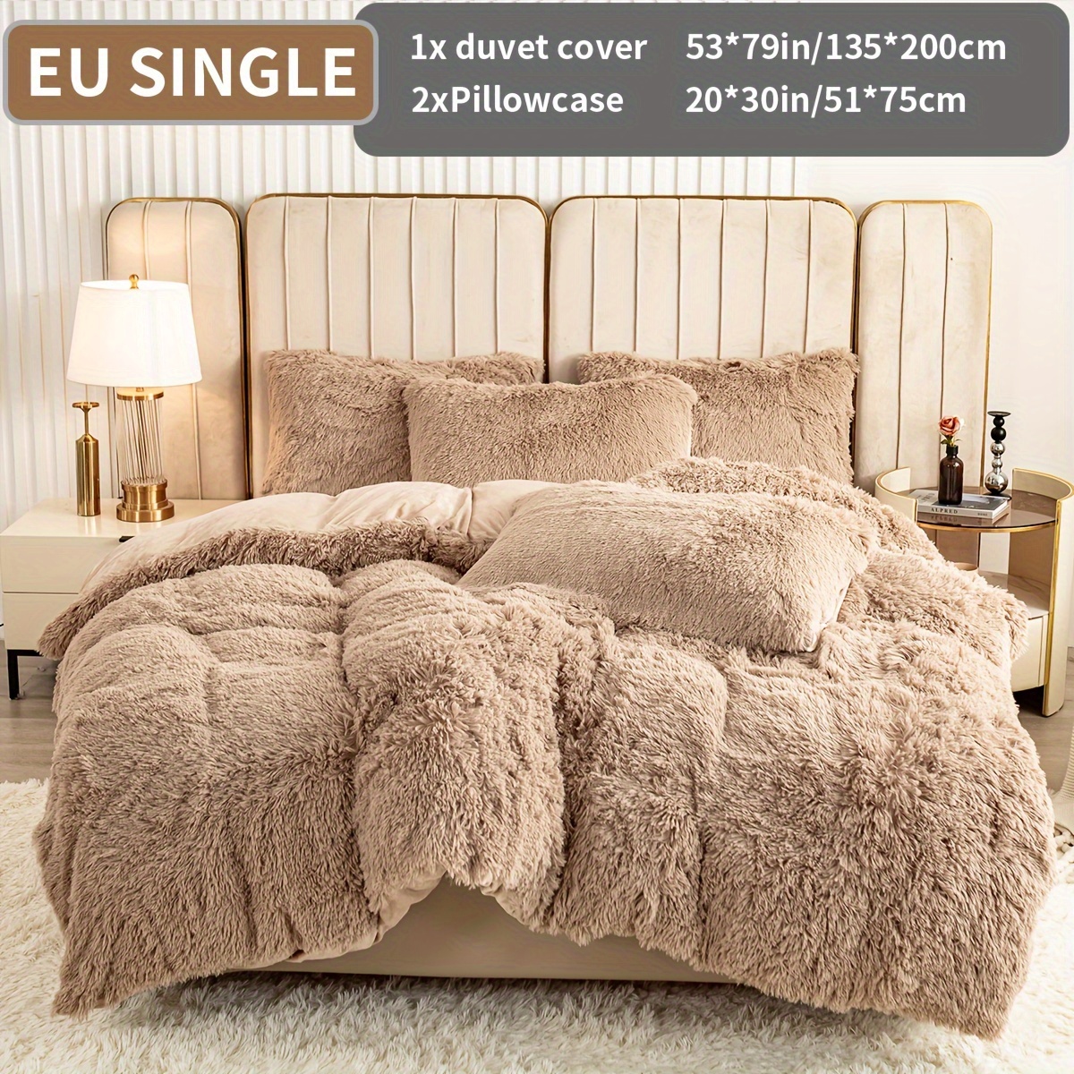 E-shop 3-teiliges Bettbezug-Set mit langem, dichtem Futter