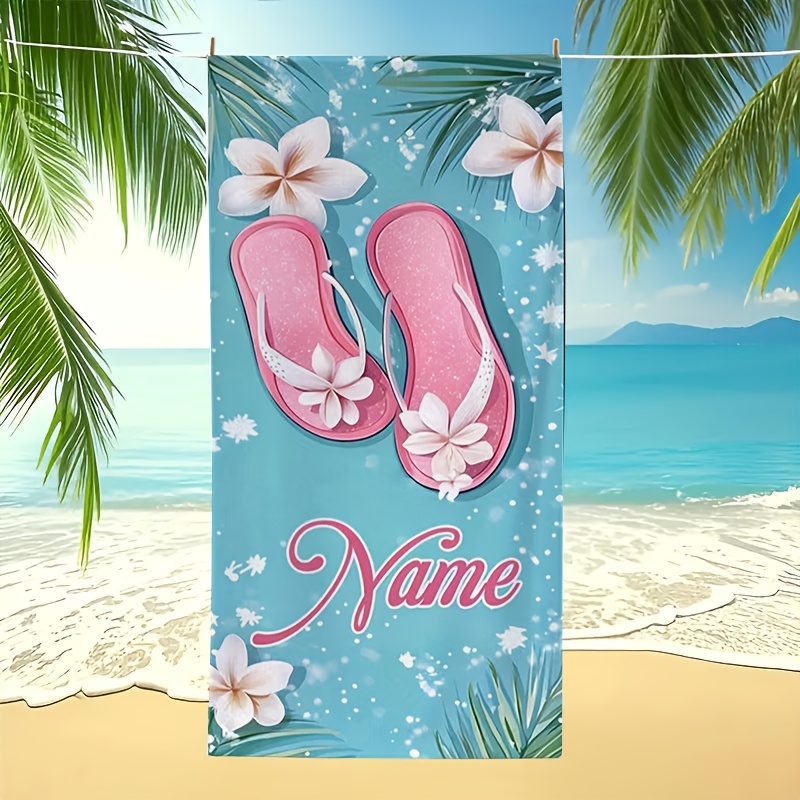 TEMU (Aangepast) 1 stuks Ultra-Zacht, Comfortabel, Plus Size Gepersonaliseerde Naam Strand Strandlaken, Geschikt voor Strand, Zwembad, Badkamer,