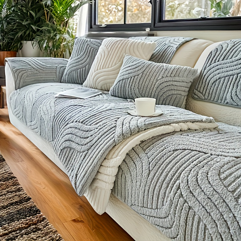 1pc plush non slip sofa cushion bohemian modern minimalist sofa protector machine washable durable fabric pet friendly fit for 1 2 3 4 seater sectional sofas vintage style for living room bedroom office decor details 1