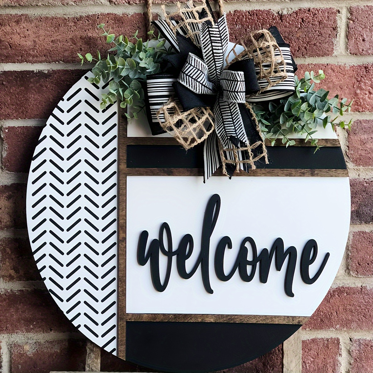 

1pc 3d Front Door Decoration, Herringbone Welcome Door Hanger, Welcome Sign, Front Door Wreath, Front Door Sign, Spring Porch Decoration, Porch Sign