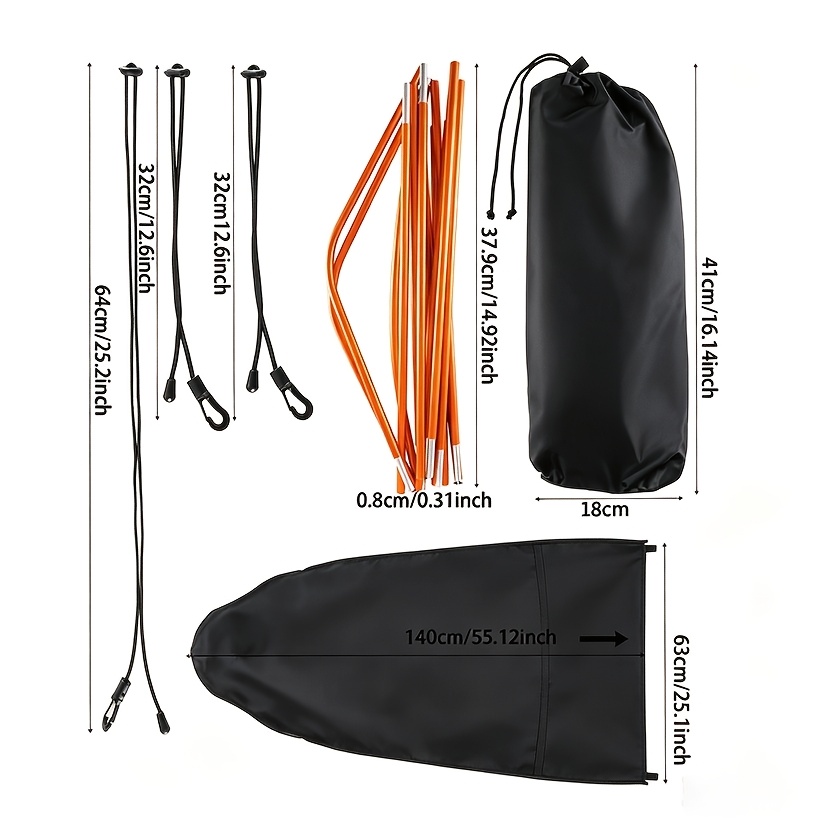 Single-Person Kayak Sun Shade with Storage Bag and Mounting Clips