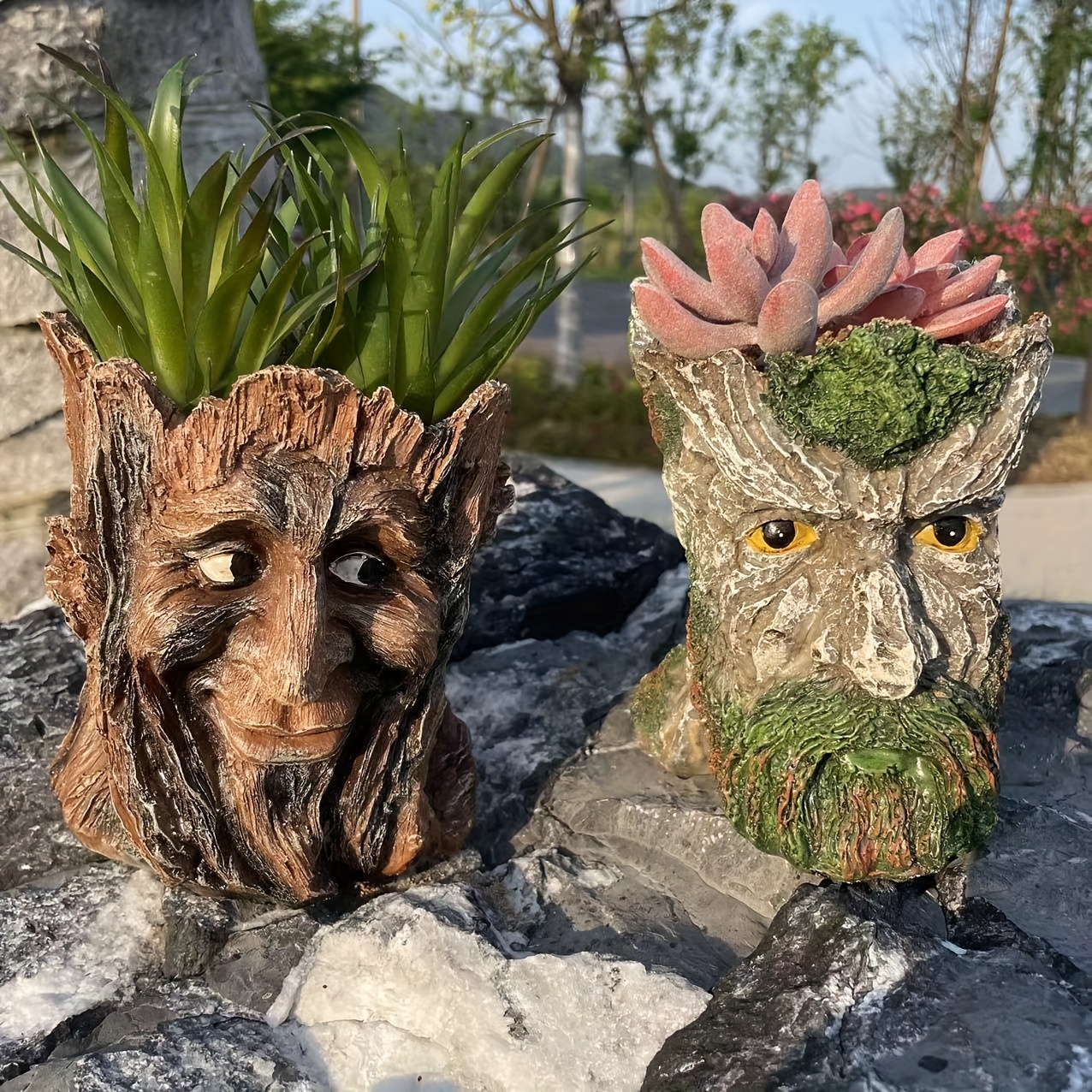 

Vintage Resin Tree Man Planter - 1pc, Decorative Figure Plant Pot For Succulents, Ideal For Garden, Patio, And Wedding Decor, Floor Mounted Statue, Electricity-free Outdoor Ornament