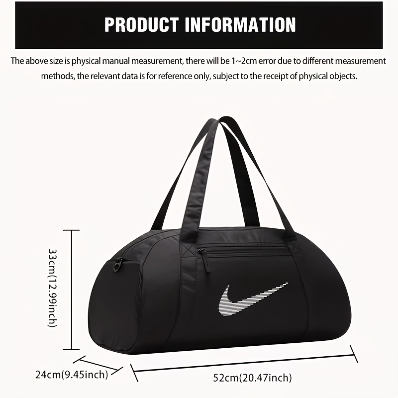 Nike New Arrival Sporty Fashion Casual Polyester Tote Shoulder Crossbody Gym Bag, Unisex Sports Bag, Handbag, Black