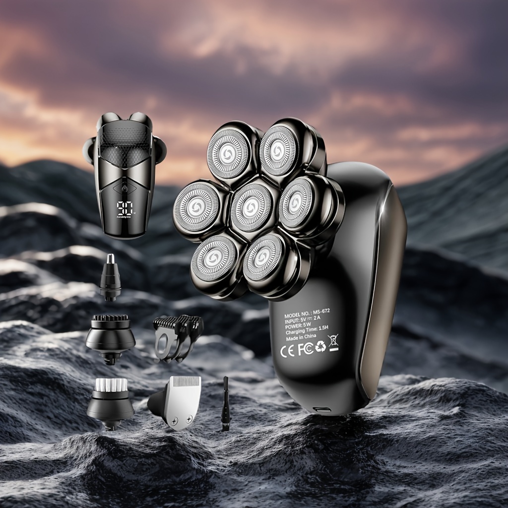 TEMU 7d Head Shavers For Bald Men, Detachable Head Shaver Led Display Dry/wet Bald Head Shavers For Men, Head Shavers For Men With Type-c Charge