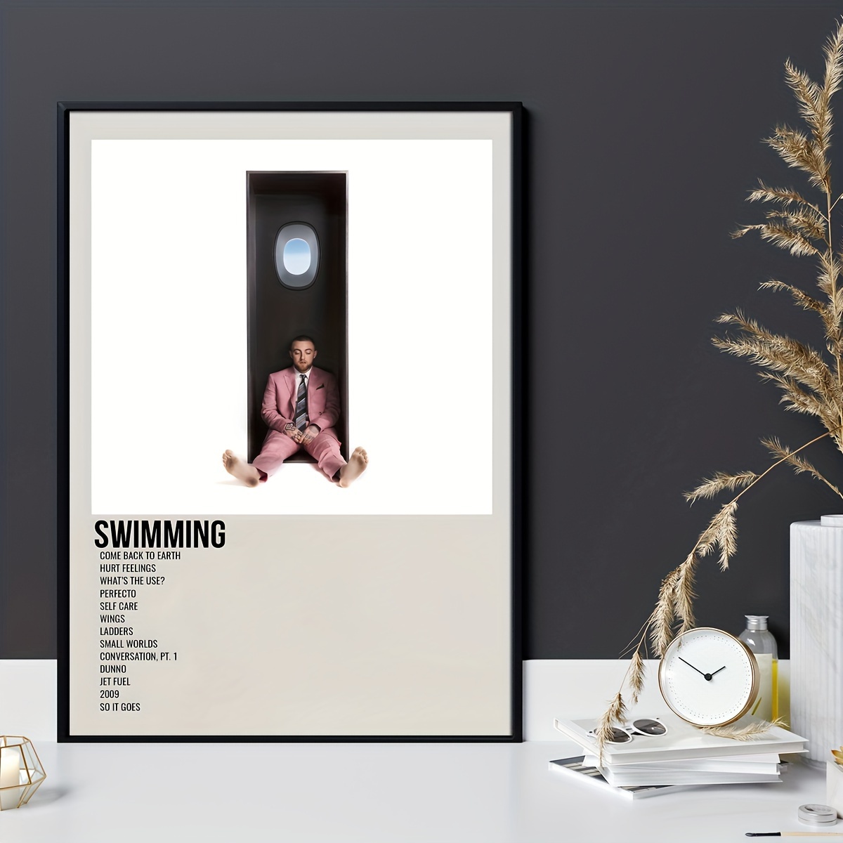 

1pc Unframed Canvas Poster, Swimming Album Cover Painting, Canvas Wall Art, Artwork Wall Painting For Gift, Bedroom, Office, Living Room, Cafe, Bar, Wall Decor, Home And Dormitory Decoration
