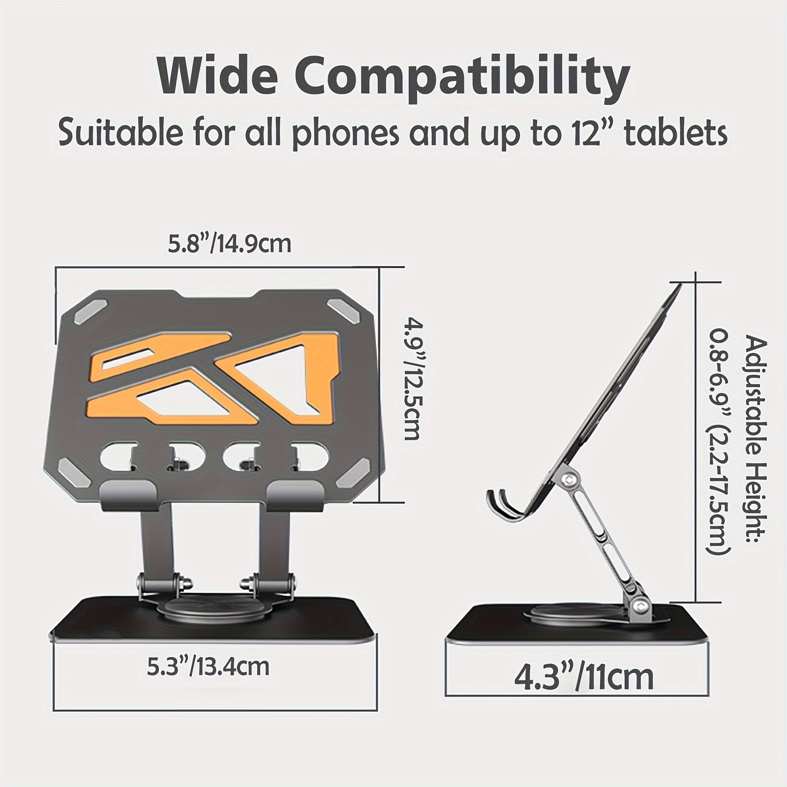 360 rotate tablet stand for desk foldable portable tablet stand holder with adjustable height angle ergonomic adjustable tablet stand stable sturdy tablet holder riser with 360 swivel base ideal for all tablet phones e readers details 4