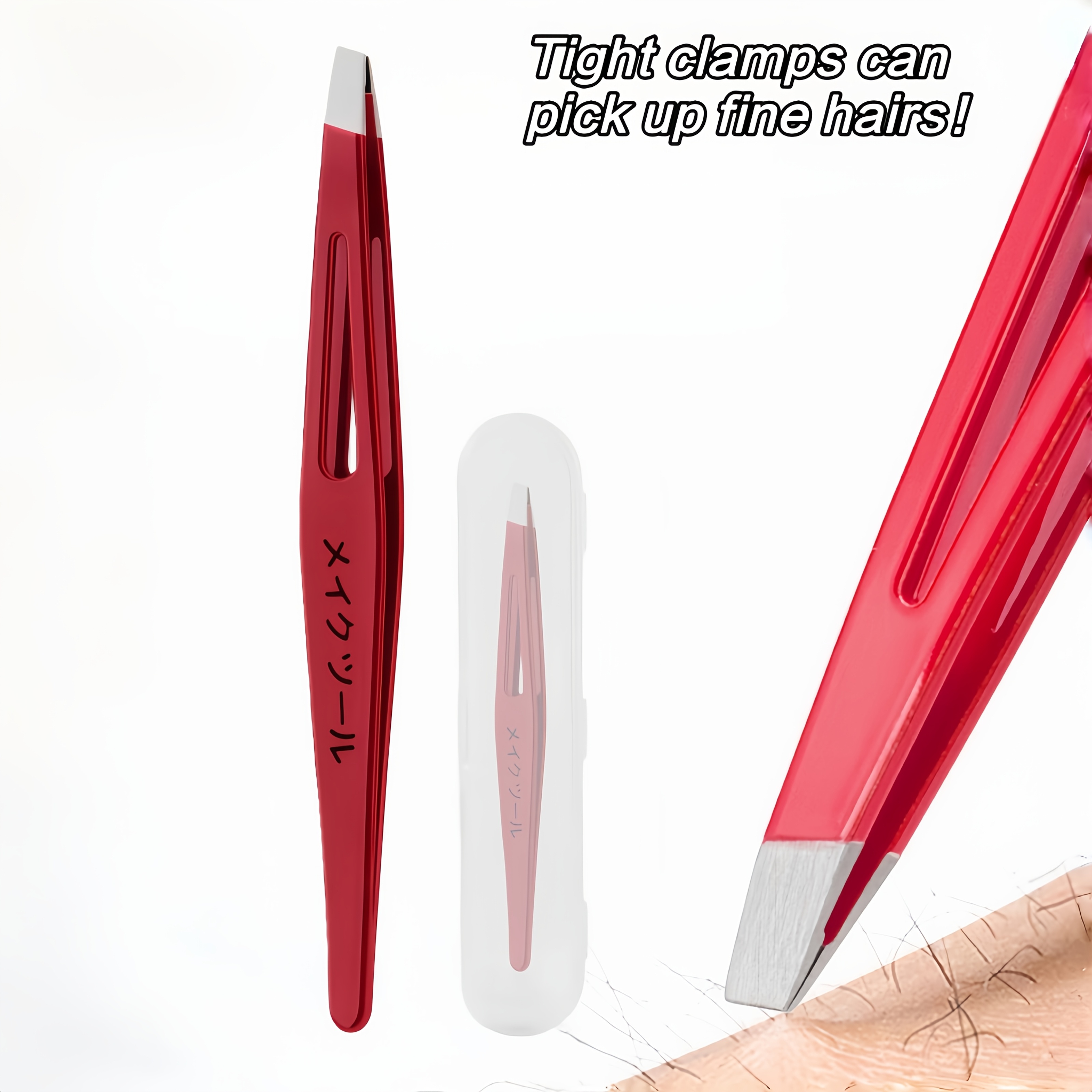 Close-Fitting Slant-Tip Eyebrow Tweezers for Hair Removal