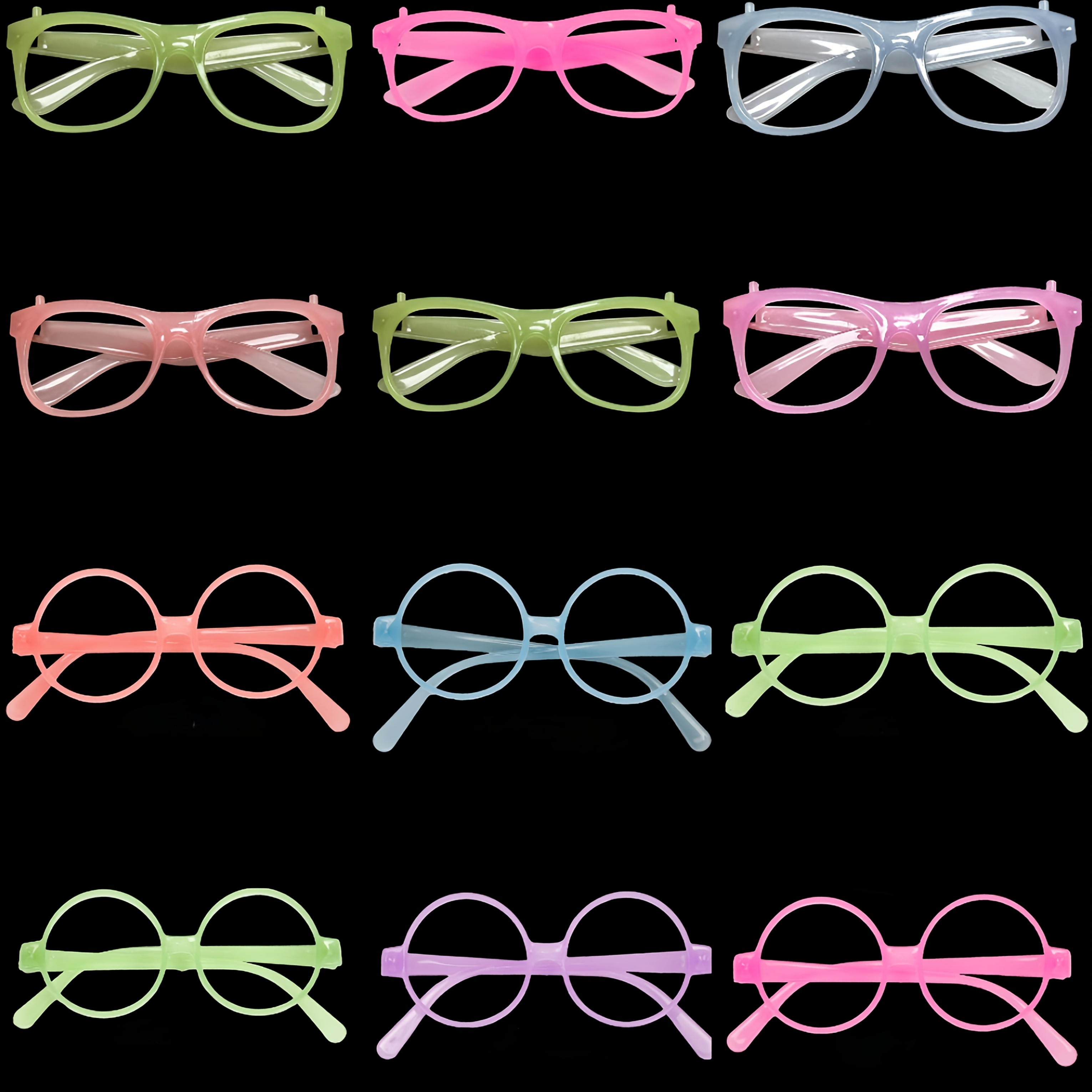 12pcs Unisex -the-dark Glasses - Plastic Luminous Eyewear, No Electricity Needed, , Ideal For Halloween, Christmas Parties, And Festive Celebrations