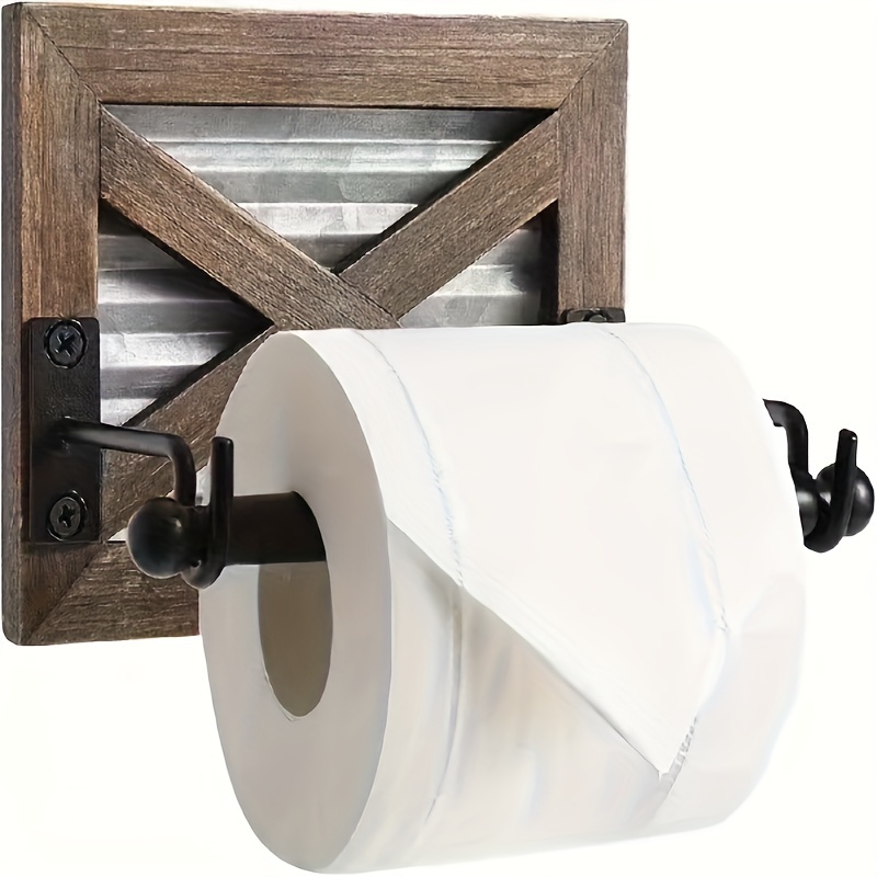 

1pc Farmhouse Toilet Paper Holder For Bathroom, Simple Wooden Wall-mounted Toilet Paper Holder, Bathroom Accessories, Bathroom Decoration