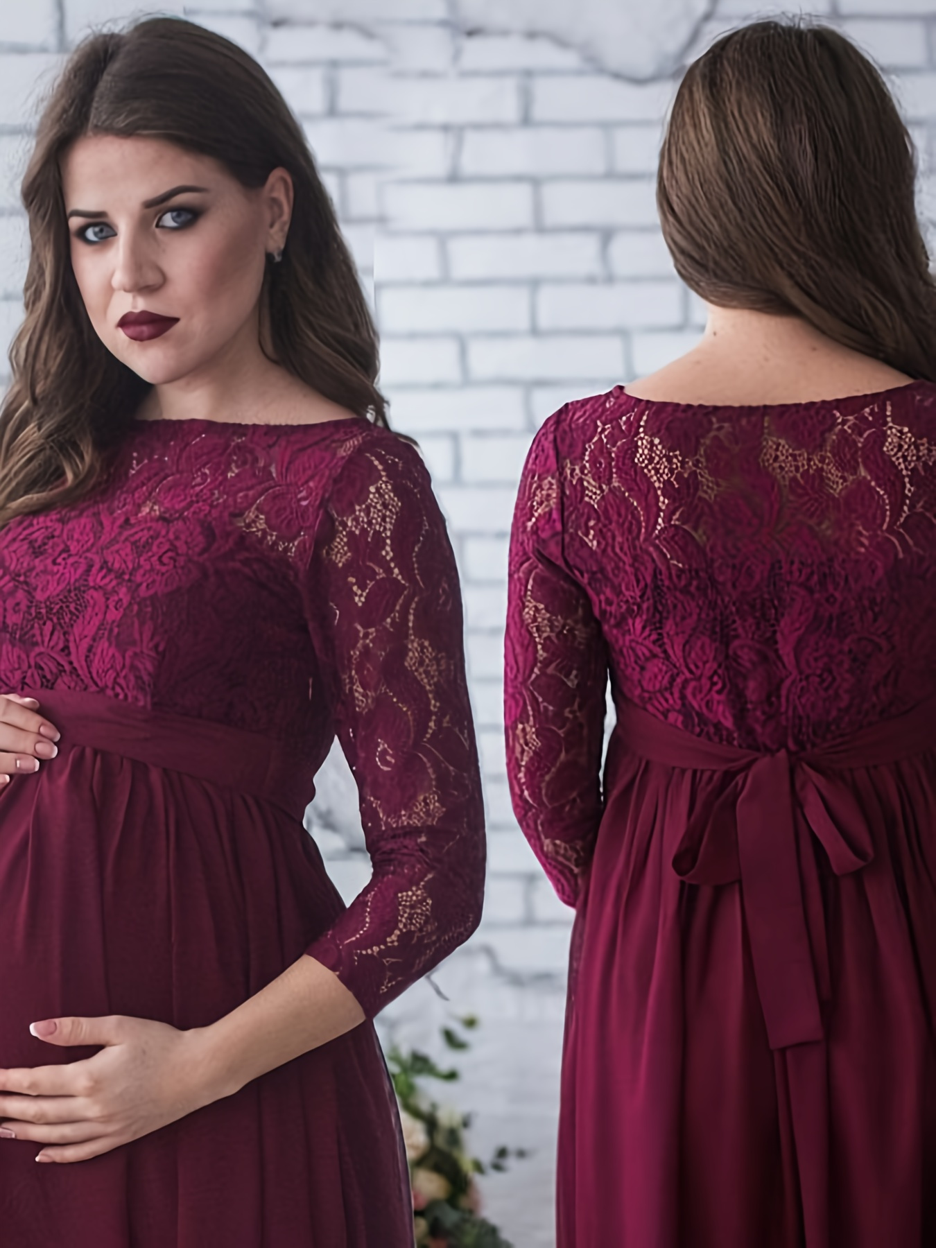 nontransparent fabric elegant maternity lace dress - Temu