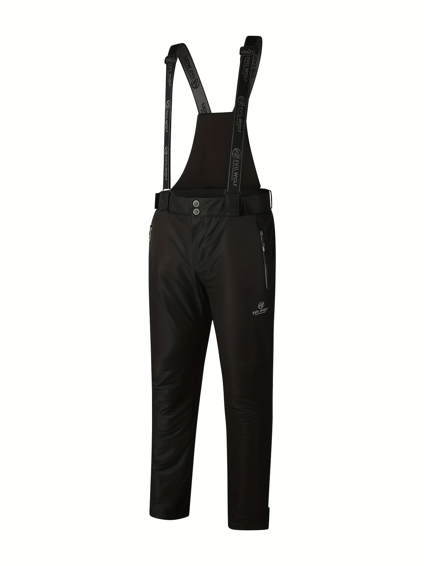 mens thermal ski pants with detachable suspenders warm breathable outdoor adventure pants for hiking mountaineering casual   black 0