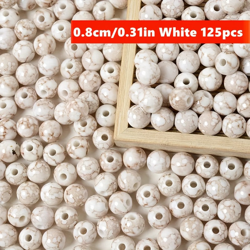 TEMU 125 pièces de perles acryliques de 8 mm, 4 couleurs, perles d'espacement pour bracelets et DIY, pour la fabrication de bijoux, décorations et