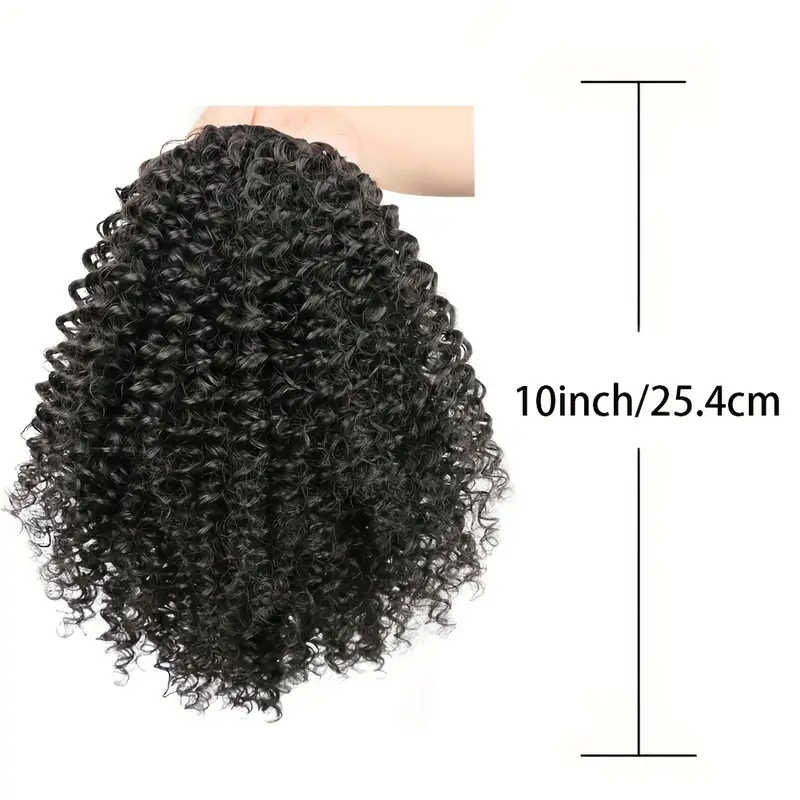 10 inch short curly ponytail extension thick wavy synthetic drawstring hairpiece for women versatile natural look details 1