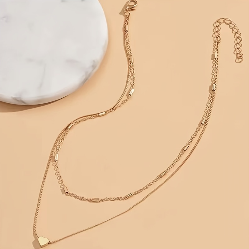 1pc Easy Double Layer Stacking Clavicle Chain, Women's Exquisite Thin Chain Pendant Necklace Clavicle