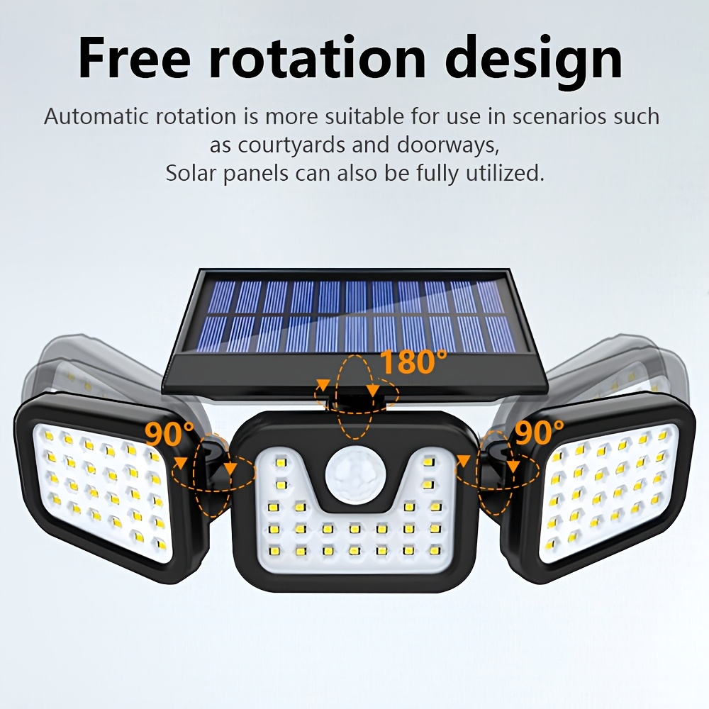 2pcs Polyhedral Lighting Wall Lights Three Sided Luminescence Solar Outdoor Lights High-Power Outdoor Motion Sensor Light Outdoor Solar Lights 300° Wide Angle Floodlight Outdoor Security Light for Patio, Garden, Yard