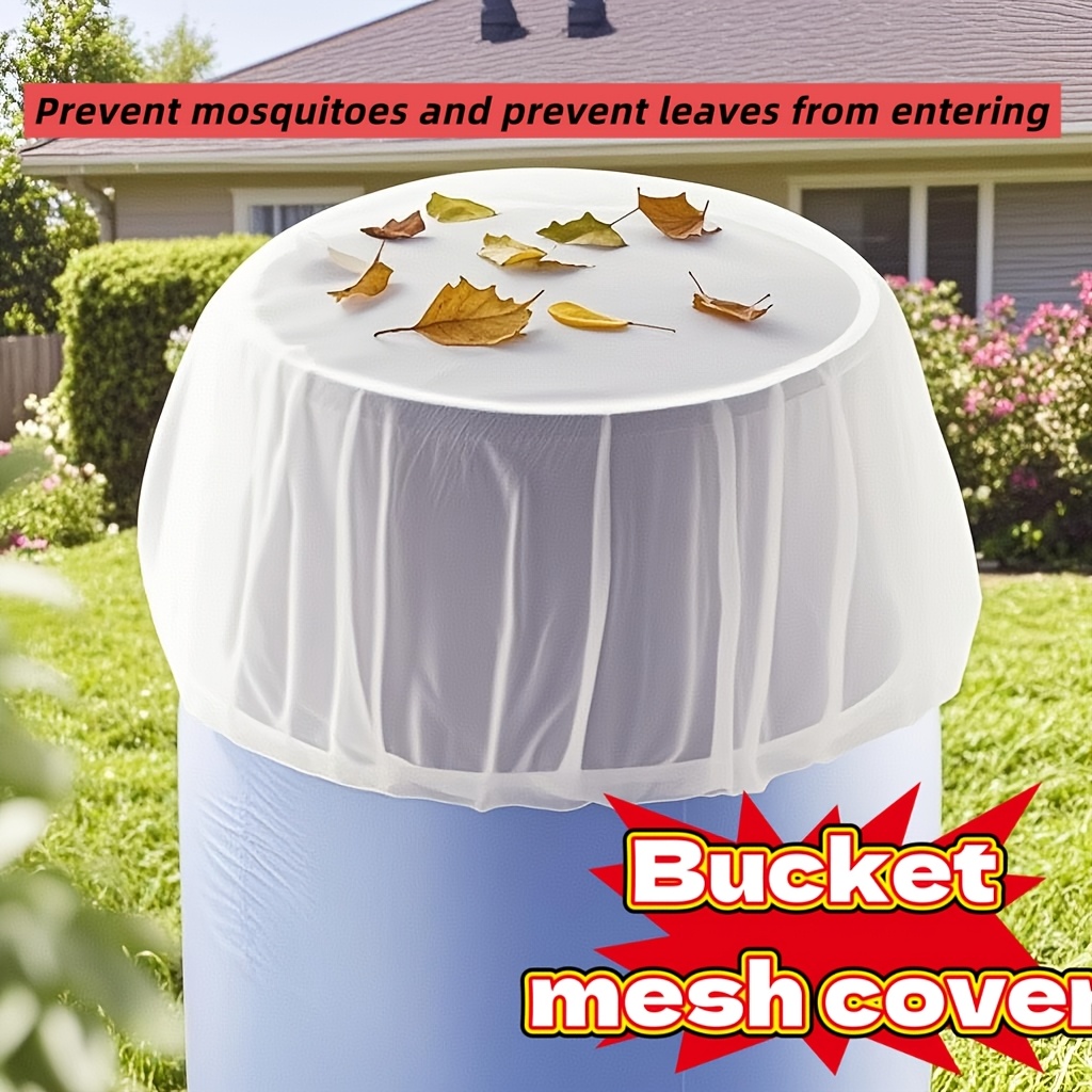 durable polyester mesh cover for outdoor rain  s white mosquito leaf proof   net garden water collection protection fits standard buckets rain   mesh cover mosquito prevention functional design  