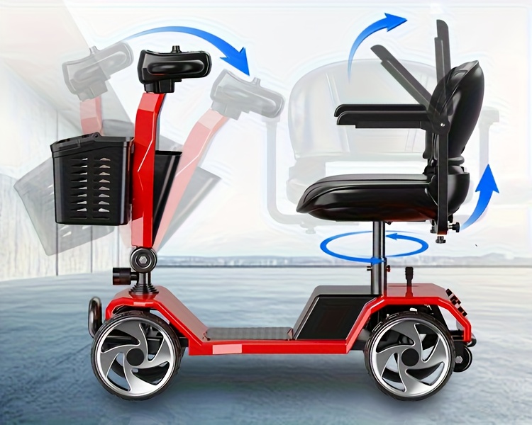 4-wheel electric mobility scooter for adults with seat - 250w motor, 15 miles per hour speed, with backrest seat and front basket, 265   capacity, 8 inch solid tires, lightweight 82 , suitable for outdoor and indoor mobility Product details 6