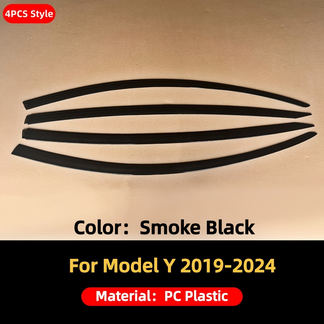 TEMU For Model Y 2019-2024 Window Visors Shade Wind Deflector Rain Guard Brow 4pcs Exterior Parts Car Styling Kit Tuning Additions