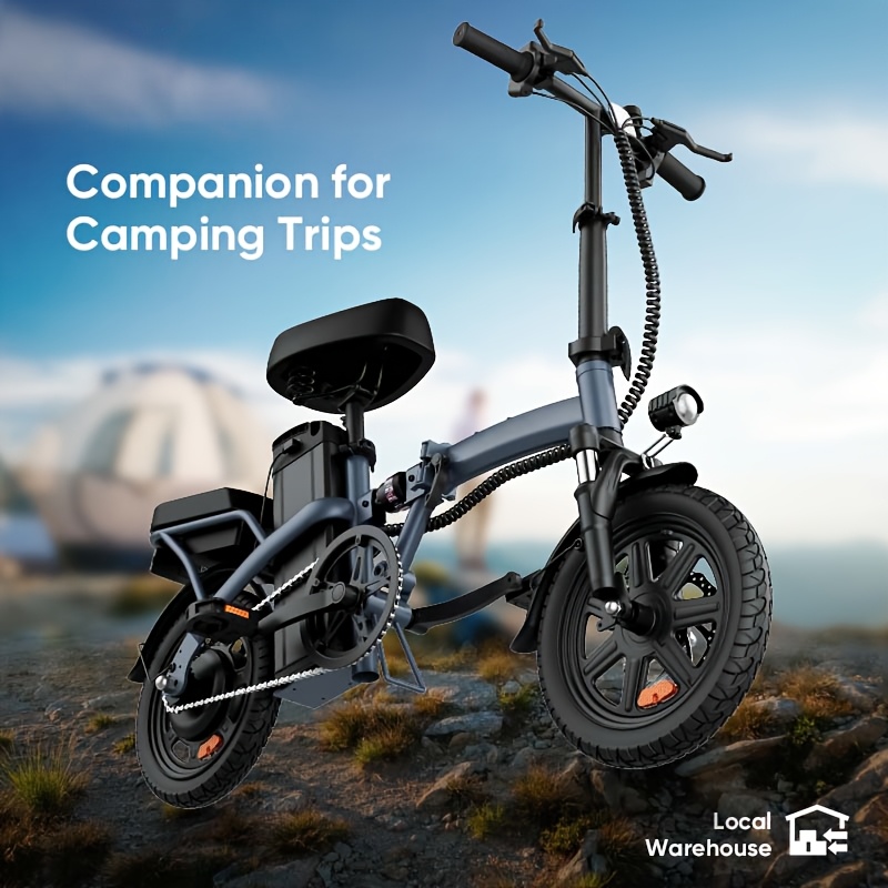 Image of City Folding E-bike, 250w Motor, 48v 7.5ah Battery, 40km Long Range, 14" Tires, Mechanical Disc Brakes, Multi-point Shock Absorption, , For Daily /outdoor