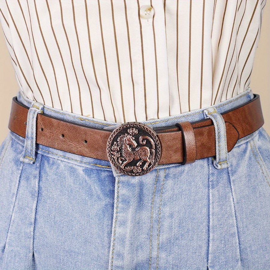 a 2 8cm wide brown western cowboy plain vintage womens belt  display picture 2