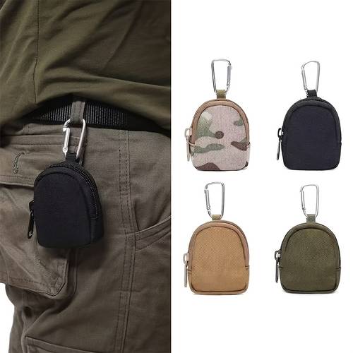 karabinalı açık hava kamuflaj mini çanta, taşınabilir bozuk para cüzdanı, kulaklıklar ve anahtarlar için mini edc düzenleyici