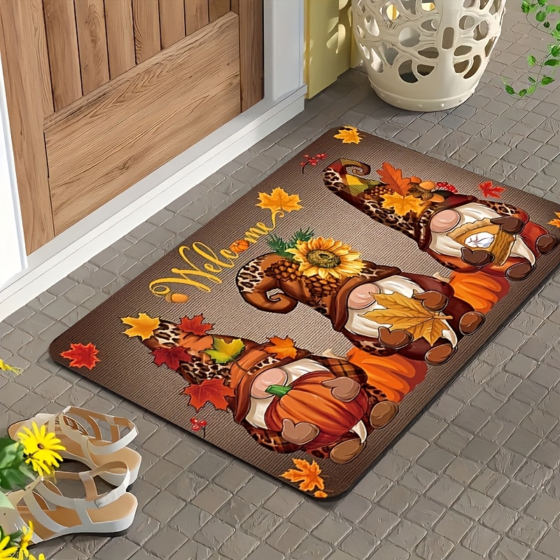 TEMU 2d Flat Autumn Maple Leaf Dwarf Rectangle Welcome Doormat, Fleece Material Soft Comfortable Easy To Clean, Suitable For Hallway Bathroom Bedroom