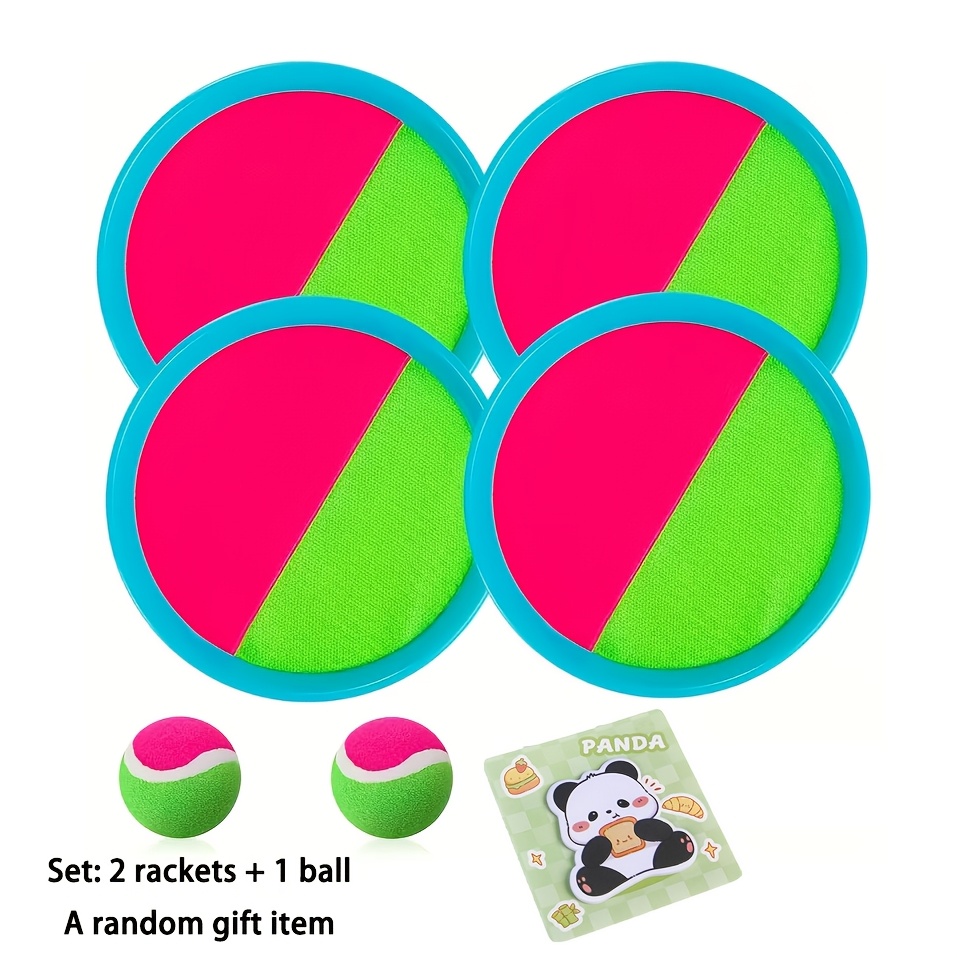 TEMU Children's Outdoor Sports Ball Toy - A Throwing And Catching Game With Rackets, A Durable Backyard And Beach Toy Suitable For Family