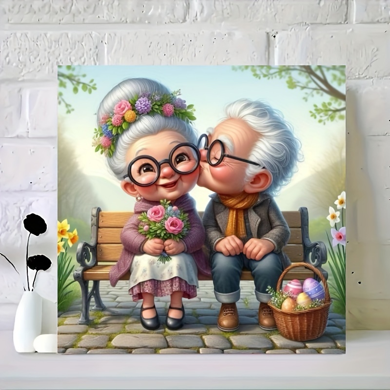 

Elderly Couple Diamond Painting Kit For Adults - 12"x12", Round Acrylic Diamonds, Complete Craft Set, Diy Wall Decor For Living Room & Bedroom, Relaxing Handcraft Activity, Ideal Gift (2-pack)