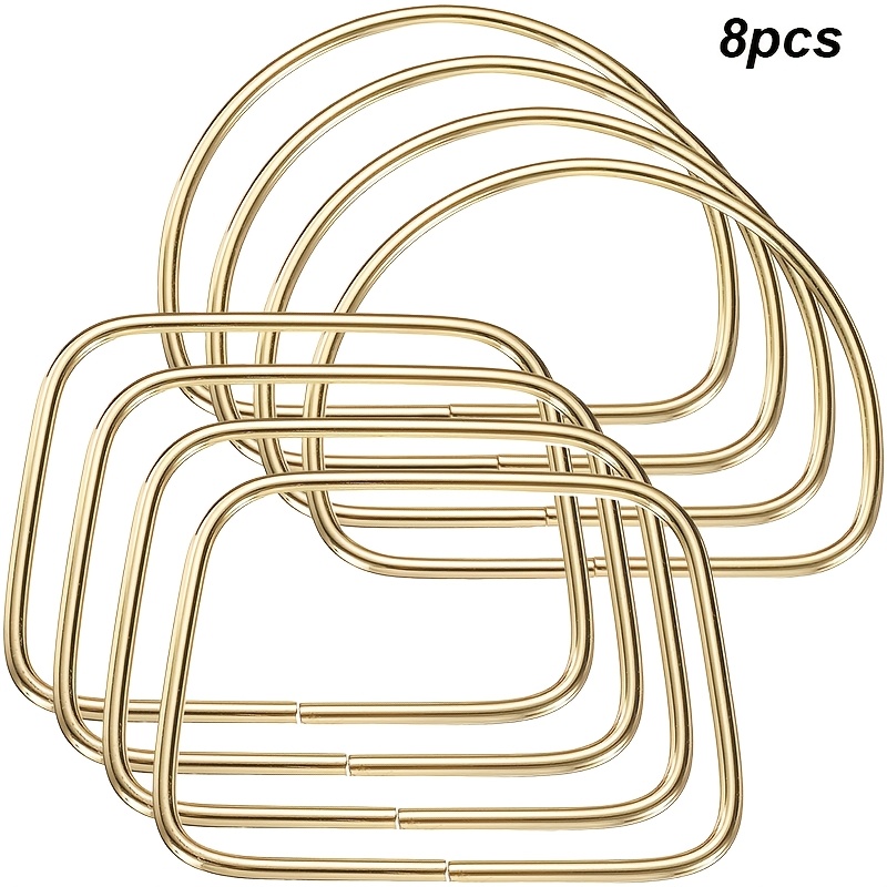 TEMU 8 piezas (4 trapezoides y 4 semicirculos) Anillos de metal para bolso, Hebilla de metal tejida a para de bolso, Accesorios de repuesto para asa
