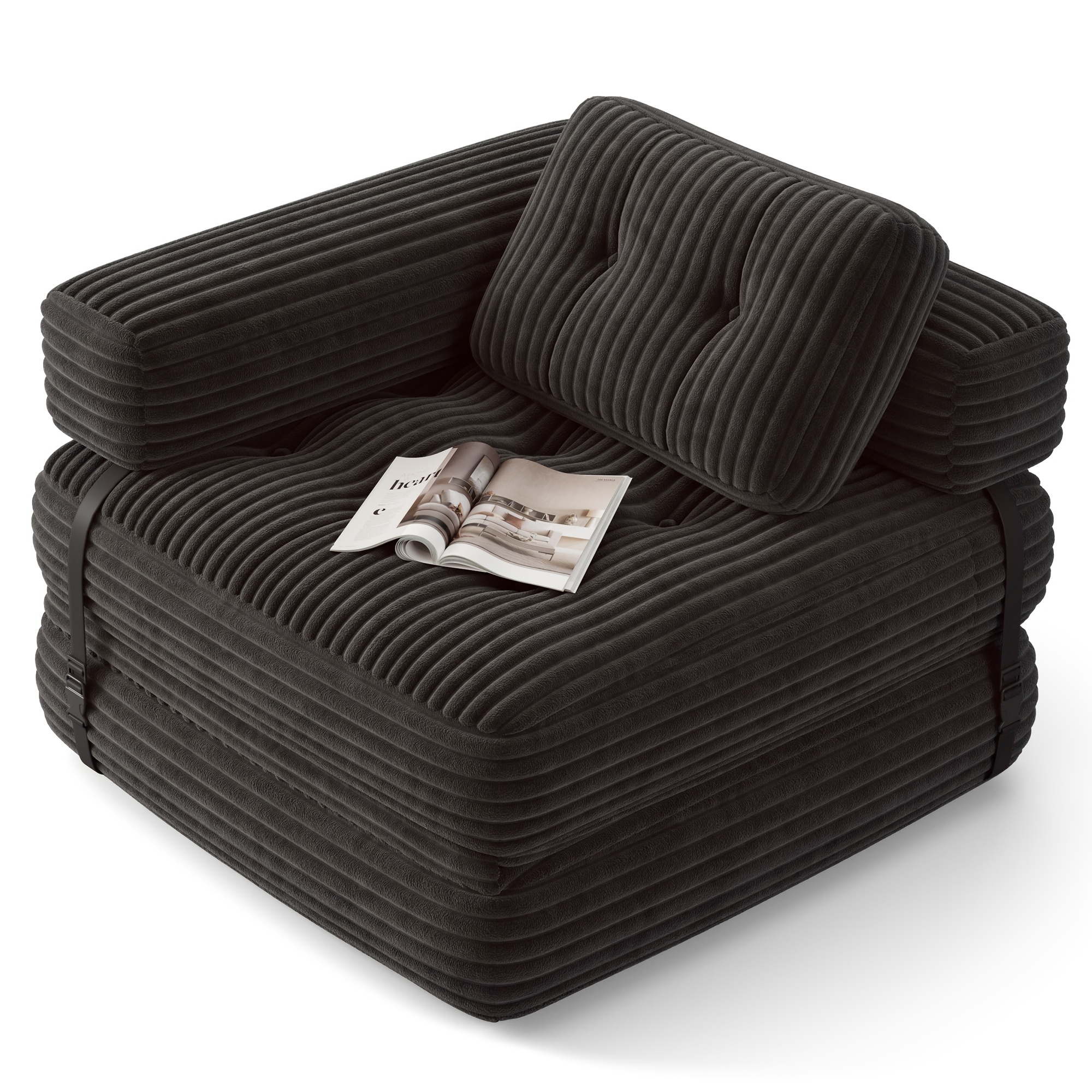 Image of No Single Sofa, 2-in-1 Recliner Sofa Featuring An L-shaped Backrest And Pillow, Base With Non-slip Pads, For Living Room